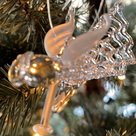 Vintage Angel Ornament Glass Angelic Spun Glass Christmas Tree Ornament - Picture 3 of 9